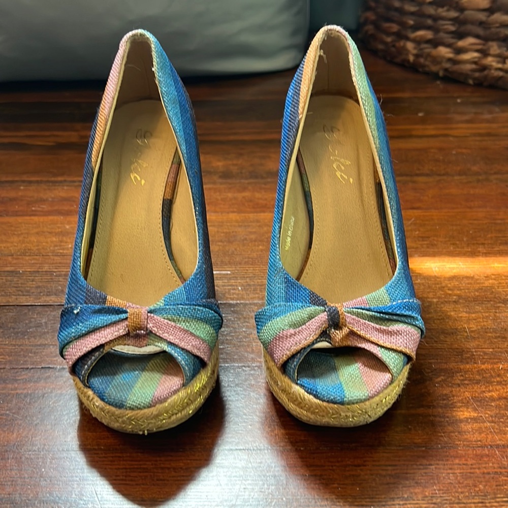 Multi Colored Platform Wedge Sandals